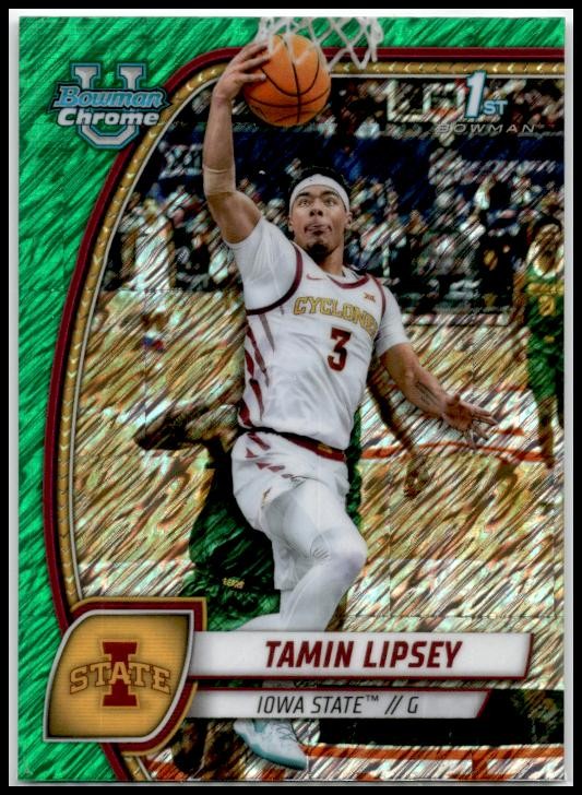 2024-25 Bowman University Chrome Green Shimmer #66 Tamin Lipsey Cyclones