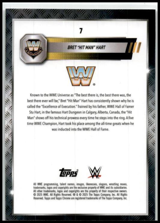 2025 Topps Chrome WWE Prism Refractor #7 Bret "Hit Man" Hart