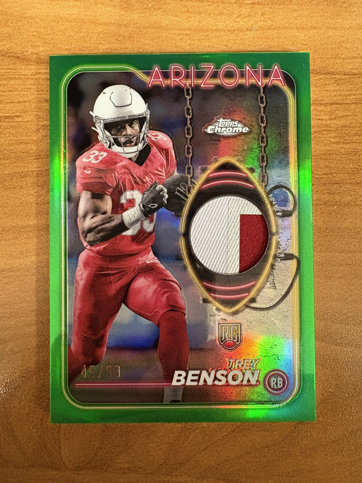 2024 Topps Chrome Rookie Relics Green #/99 #CRR-TB Trey Benson Cardinals