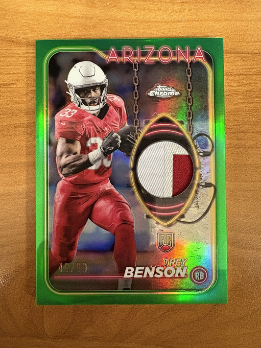 2024 Topps Chrome Rookie Relics Green #/99 #CRR-TB Trey Benson Cardinals