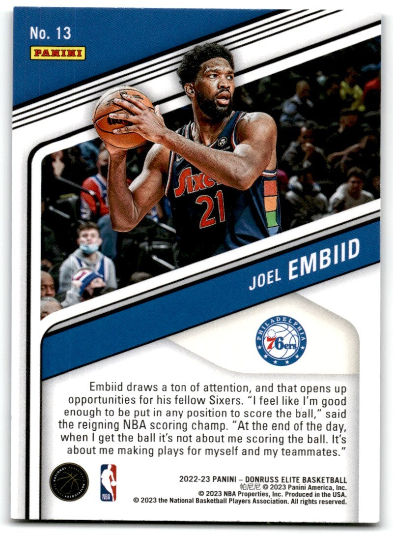 2022-23 Donruss Elite Joel Embiid Philadelphia 76ers #13