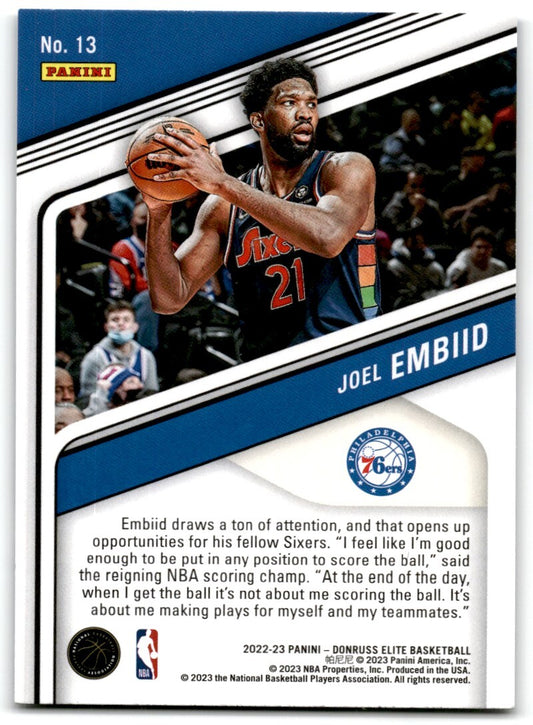 2022-23 Donruss Elite Joel Embiid Philadelphia 76ers #13
