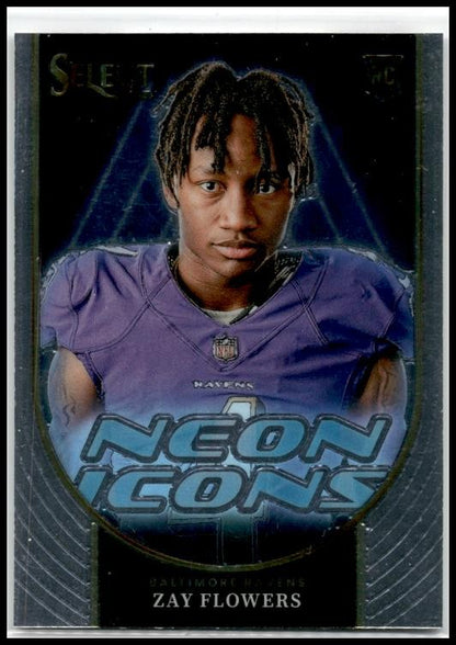 2023 Panini Select Neon Icons Prizm #NI-ZFL Zay Flowers Baltimore Ravens