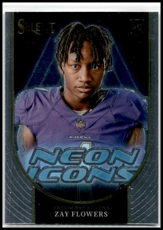 2023 Panini Select Neon Icons Prizm #NI-ZFL Zay Flowers Baltimore Ravens