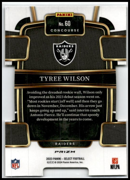 2023 Select Black and Gold Prizms Die Cuts #60 Tyree Wilson Rookie Raiders