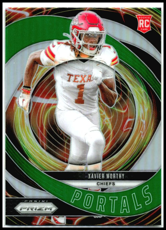2024 Panini Prizm Portals Green Prizm #10 Xavier Worthy