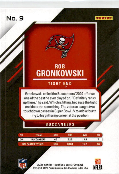 2021 Donruss Elite Aspirations Shimmer #9 Rob Gronkowski  Buccaneers /499