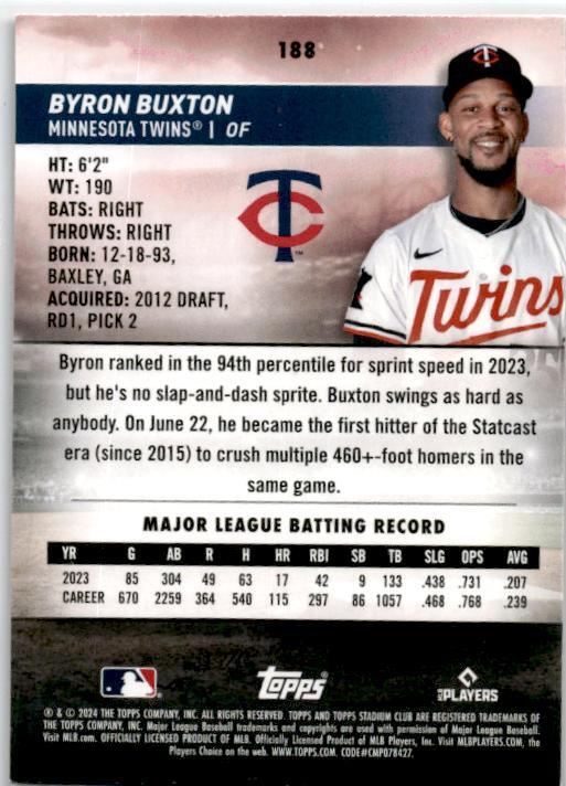 2024 Stadium Club Red Foil #188 Byron Buxton Minnesota Twins