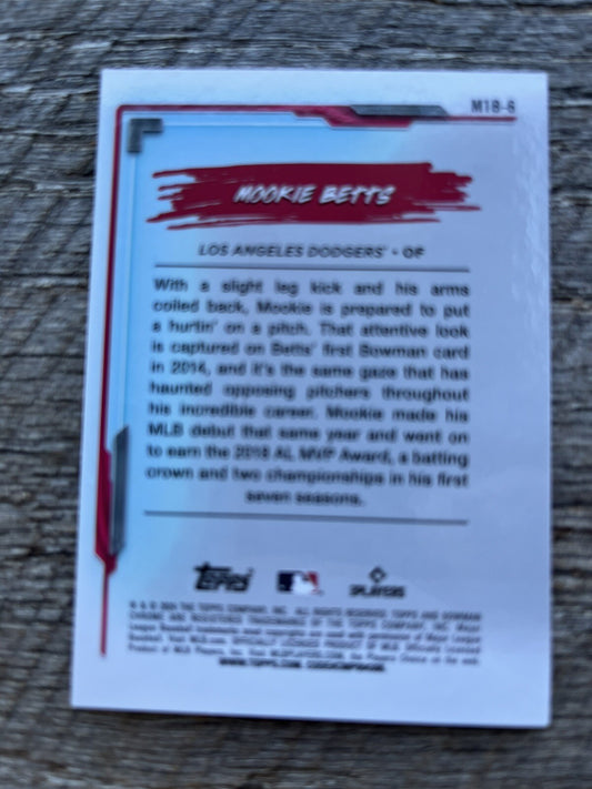 2024 Bowman Chrome Yellow Mega MTB-6 Mookie Bets My 1st Bowman /75 Dodgers