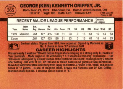 1990 Donruss #365b Ken Griffey Jr. Seattle Mariners
