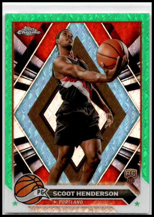 2023-24 Topps Chrome Green Logo #60 Scoot Henderson Rookie Trail Blazers