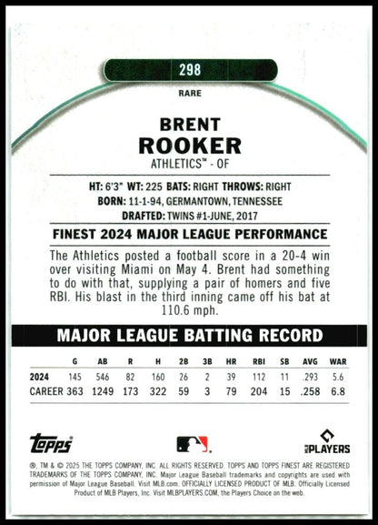 2025 Topps Finest X-Fractor #298 Brent Rooker Athletics