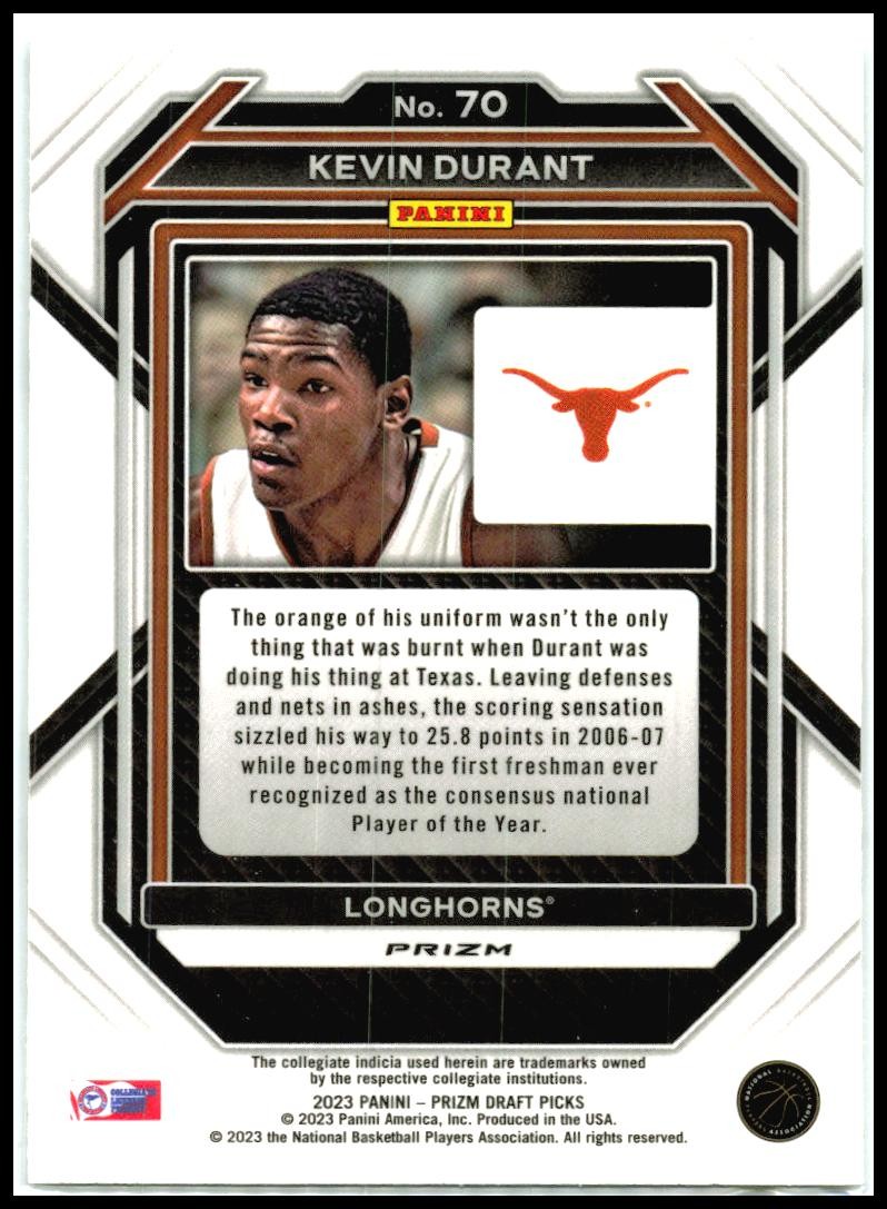 2023 Panini Prizm Draft Picks Silver #70 Kevin Durant Texas Longhorns