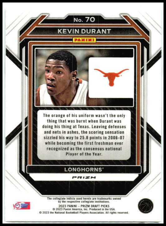 2023 Panini Prizm Draft Picks Silver #70 Kevin Durant Texas Longhorns