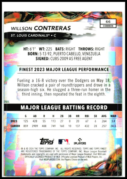 2024 Finest #66 Willson Contreras St. Louis Cardinals