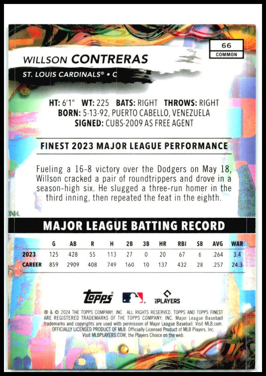 2024 Finest #66 Willson Contreras St. Louis Cardinals