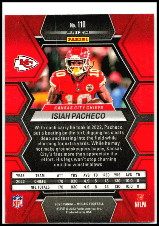 2023 Panini Mosaic Green Mosaic #110 Isiah Pacheco Kansas City Chiefs