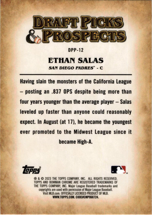 2023 Bowman Draft Draft Picks & Prospects #DPP-12 Ethan Salas San Diego Padres