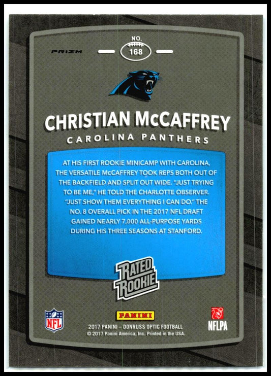 2017 Donruss Optic Holo #168 Christian McCaffrey Rookie Carolina Panthers