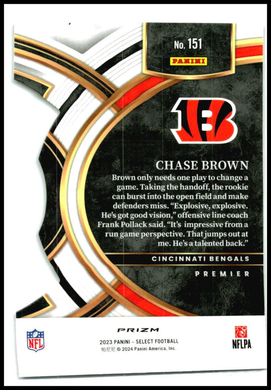 2023 Panini Select Silver Prizms Die Cuts #151 Chase Brown Rookie iBengals