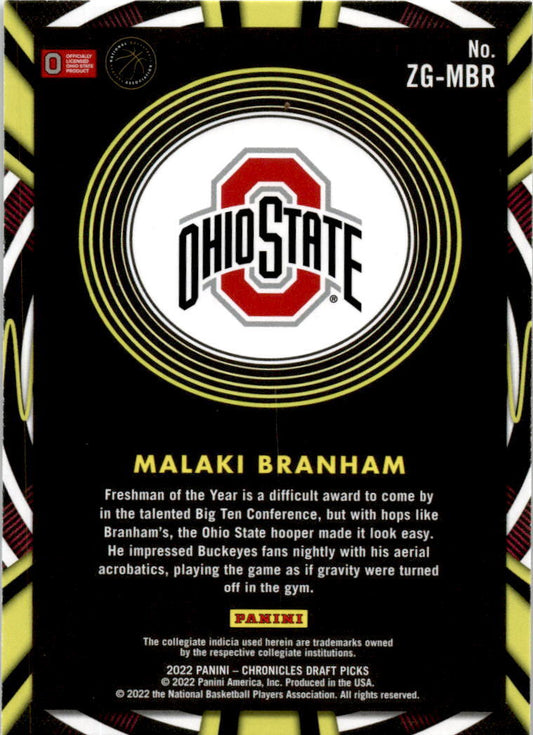 2022 Panini Chronicles Draft Picks Gamma Rays #ZG-MBR Malaki Branham Spurs