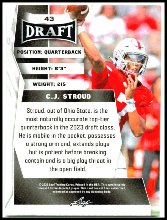 2023 Leaf Draft Green #43 C.J. Stroud Ohio State Buckeyes