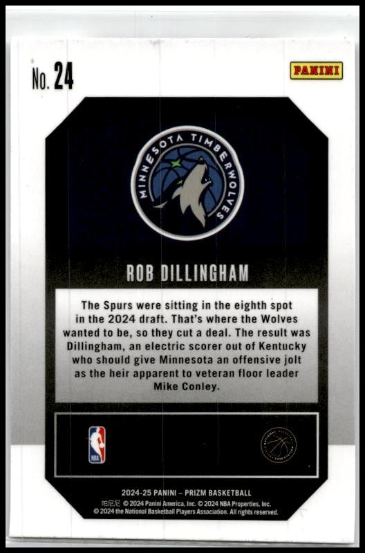 2024-25 Panini Prizm Emergent #24 Rob Dillingham Minnesota Timberwolves