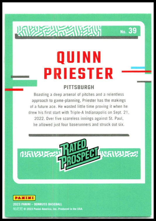 2023 Donruss #39 Quinn Priester Pittsburgh Pirates