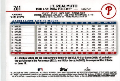 2024 Topps Chrome X-Fractors #261 J.T. Realmuto Philadelphia Phillies