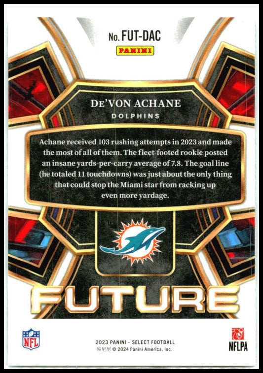 2023 Panini Select Select Future #FUT-DAC De'Von Achane Miami Dolphins
