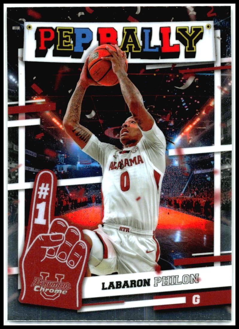 2024-25 Bowman University Chrome Pep Rally #PR-21 Labaron Philon Crimson Tide