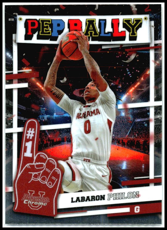 2024-25 Bowman University Chrome Pep Rally #PR-21 Labaron Philon Crimson Tide