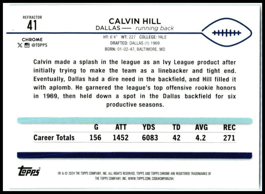 2024 Topps Chrome Refractor #41 Calvin Hill Dallas Cowboys