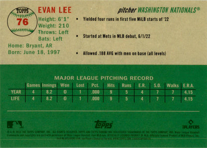 2023 Topps Chrome Platinum Anniversary Black Refractor #76 Evan Lee Rookie /10
