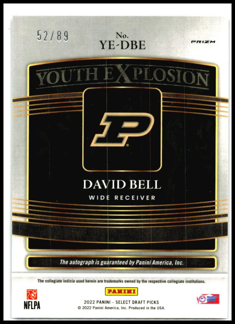 2022 Select Draft Picks Youth Explosion Purple Lazer #YE-DBE David Bell Auto