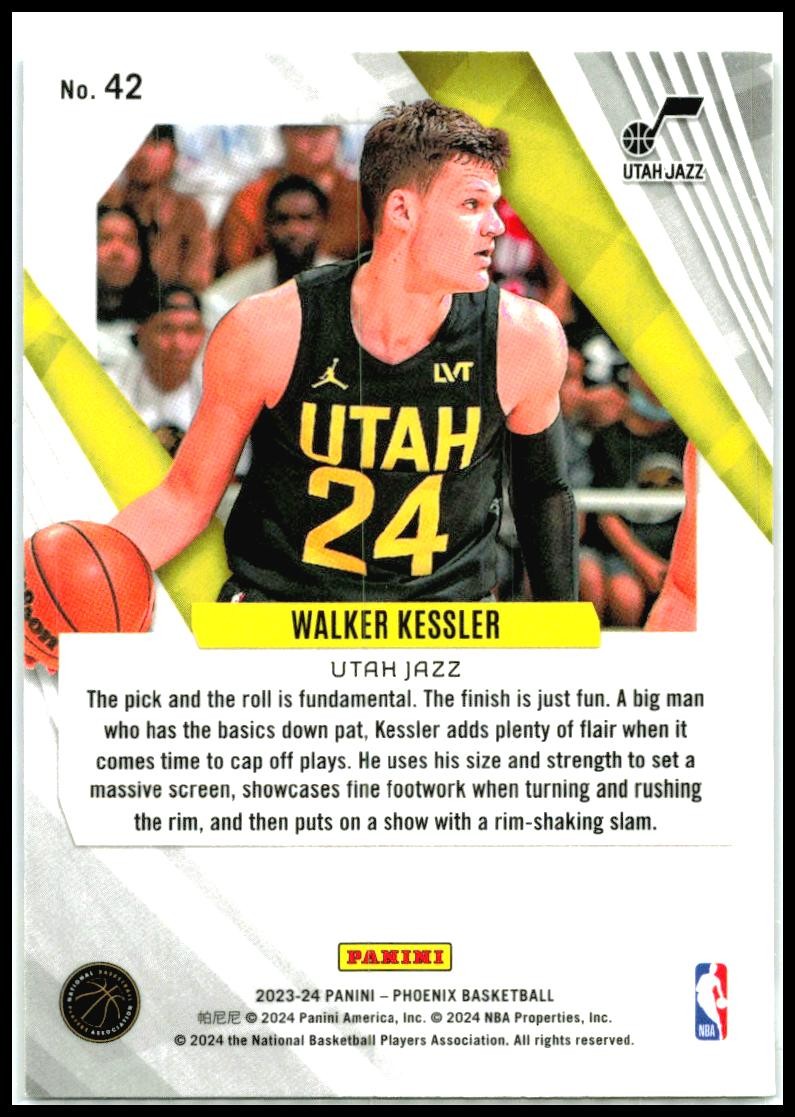 2023-24 Panini Phoenix Phoenix Blue Ice #42 Walker Kessler Utah Jazz