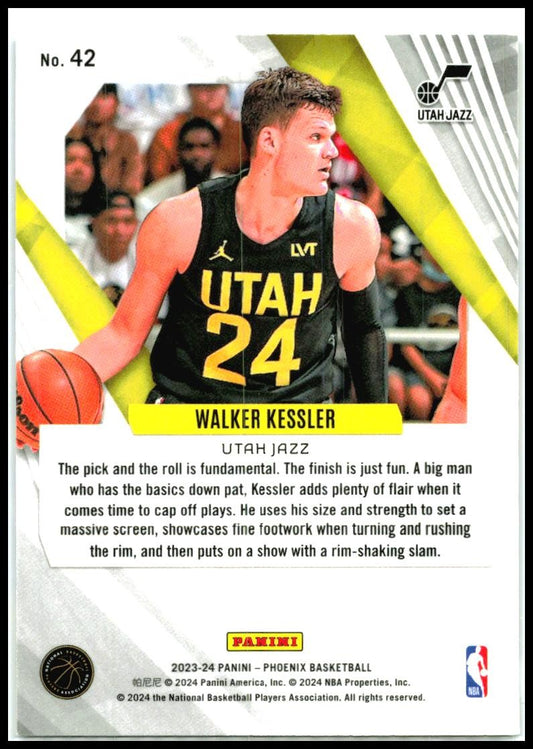2023-24 Panini Phoenix Phoenix Blue Ice #42 Walker Kessler Utah Jazz