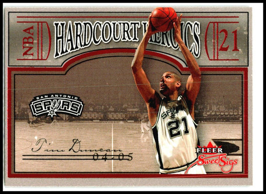 2004-05 Fleer Sweet Sigs Hardcourt Heroics #21 HH Tim Duncan San Antonio Spurs