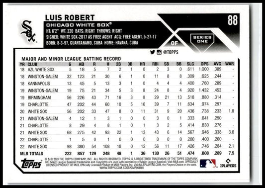 2023 Topps Royal Blue #88 Luis Robert Chicago White Sox