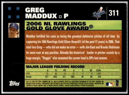 2007 Topps #311 Greg Maddux Los Angeles Dodgers