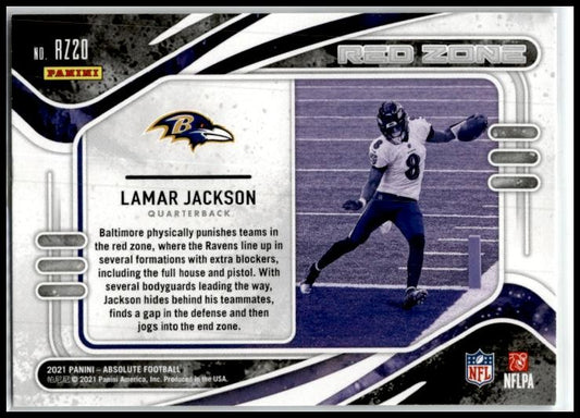 2021 Panini Absolute Red Zone #RZ20 Lamar Jackson Baltimore Ravens