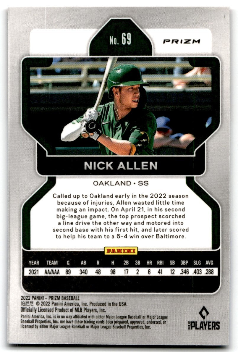 2022 Panini Prizm Red White Blue Nick Allen Rookie Oakland Athletics #69