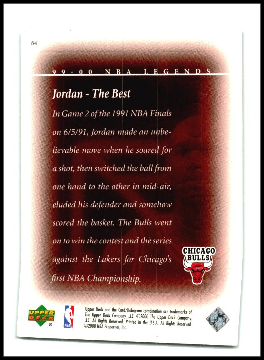 1999-00 Upper Deck Legends #84 Michael Jordan Chicago Bulls