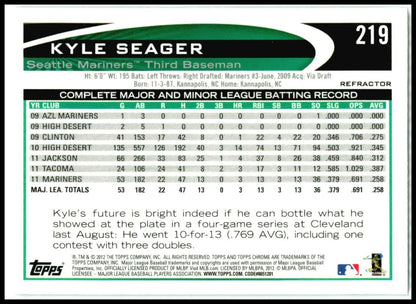 2012 Topps Chrome X-Fractors #219 Kyle Seager Seattle Mariners