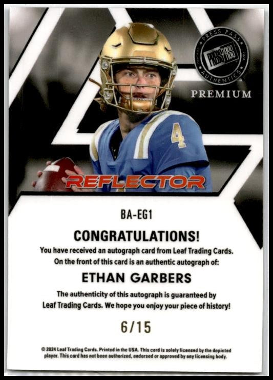 2024 Press Pass Premium Auto Prismatic Purple #BA-EG1 Ethan Garbers Auto