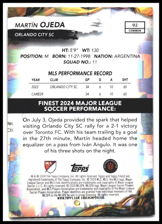 2024 Finest MLS #92 Martín Ojeda Refractor