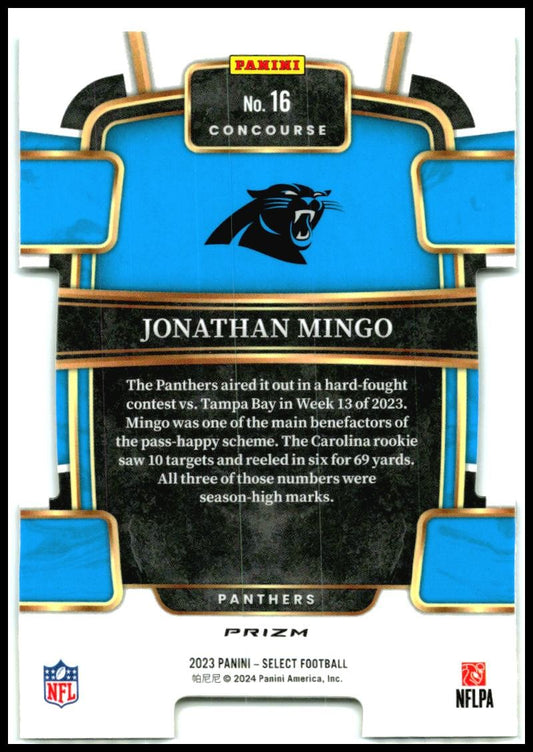2023 Select Green and Yellow Prizms Die Cuts #16 Jonathan Mingo Rookie Panthers