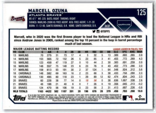 2023 Topps Chrome Sapphire Edition #125 Marcell Ozuna Atlanta Braves