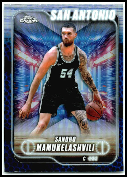 2024-25 Topps Chrome Blue Basketball Refractor #186 Sandro Mamukelashvili Spurs