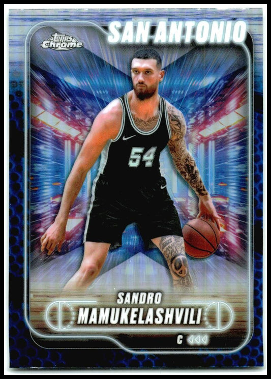 2024-25 Topps Chrome Blue Basketball Refractor #186 Sandro Mamukelashvili Spurs